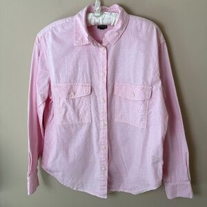 J.Crew Garment Dyed Chambray Shirt Womens 6 Pink Button Down Top BP627